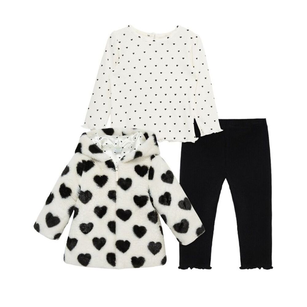 Little Me Girls  3Pc Heart Jacket Set, White